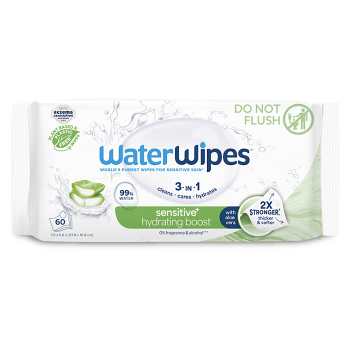 WATERWIPES Obrúsky vlhčené hydrating clean bez obsahu plastov 60 kusov (Detské vlhčené obrúsky) - Hypoalergénny