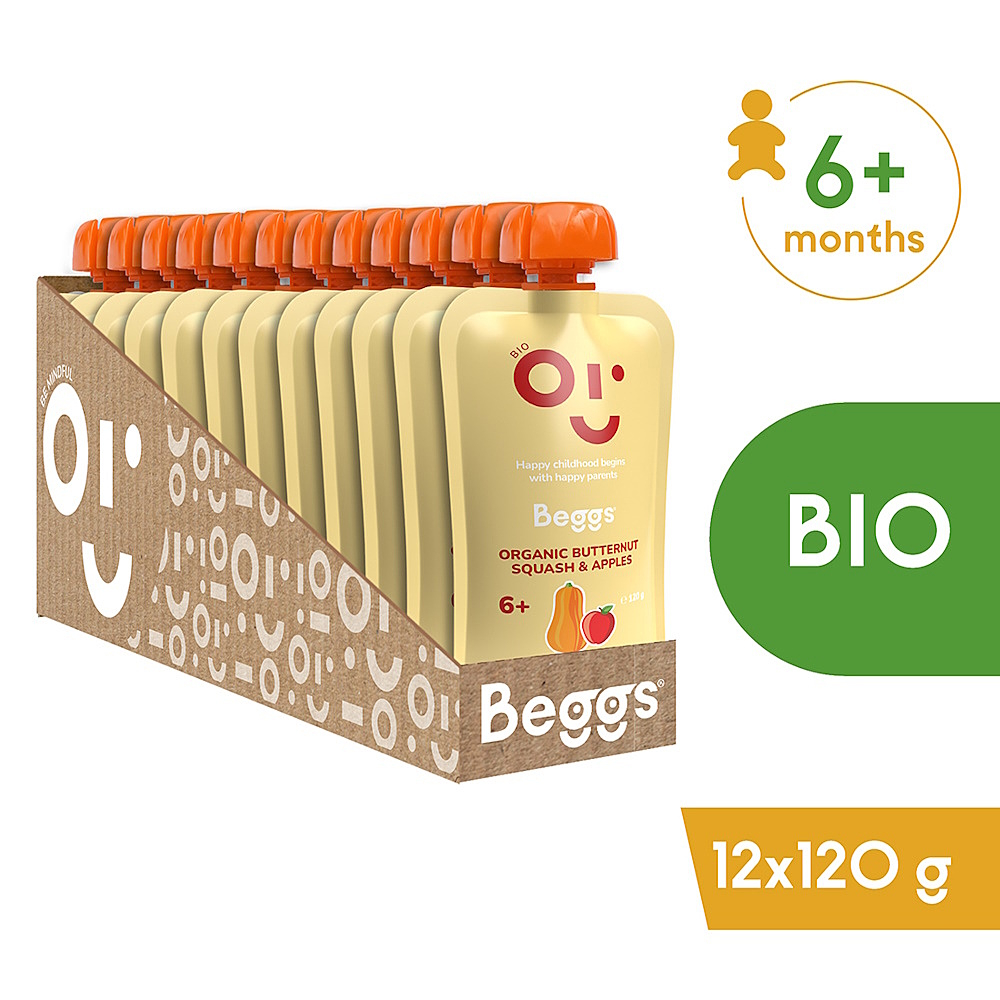 BEGGS Maslová tekvica a jablká BIO 12 kusov