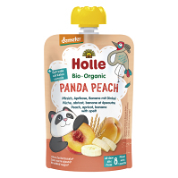 HOLLE Panda peach Bio pyré broskyňa marhuľa banán špalda 8m+ 10