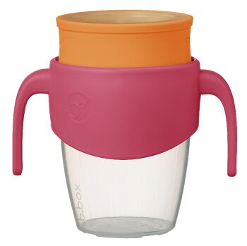B.BOX 360° netečúci učiaci hrnček ružový/oranžový 250 ml (Hrnčeky a pítka pre deti) - Netečúci - obrázok 1/4