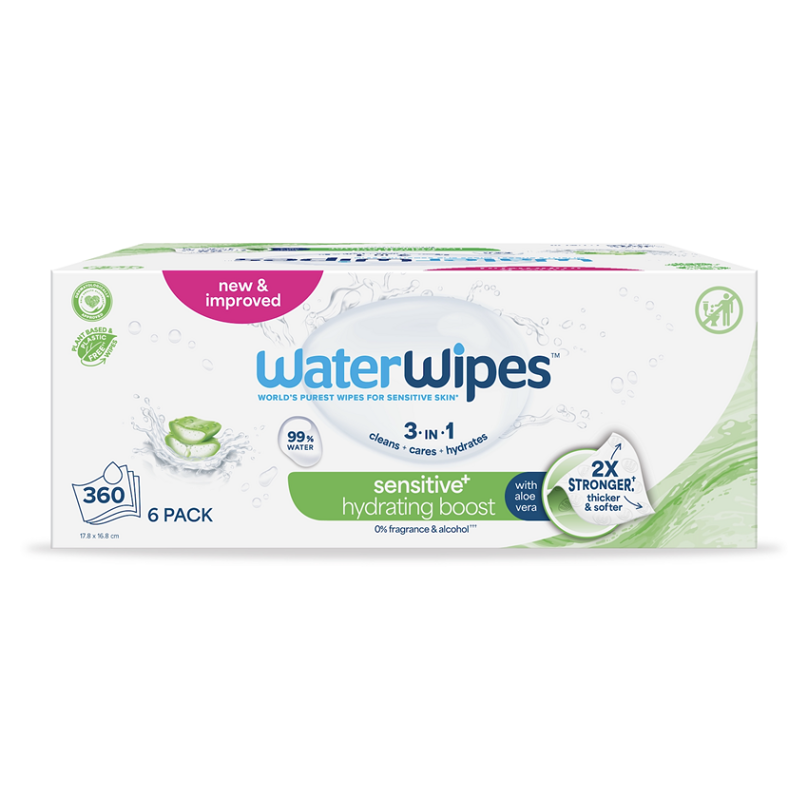 WATERWIPES Obrúsky vlhčené hydrating clean bez obsahu plastov 360 kusov
