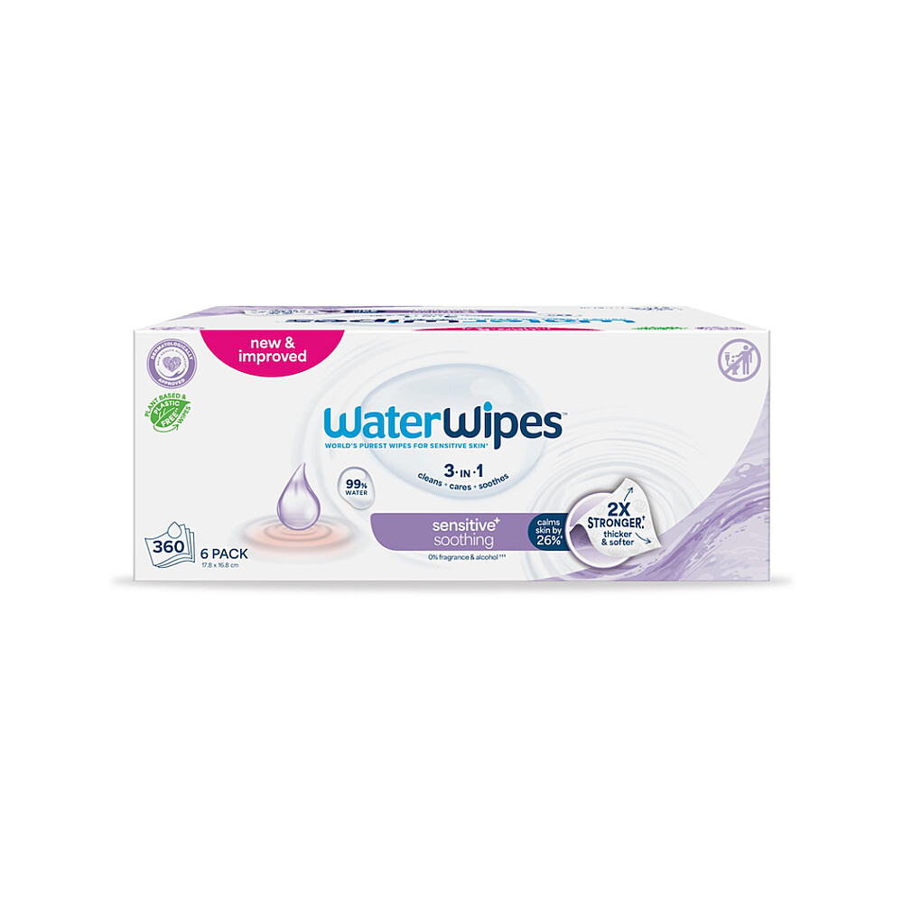 WATERWIPES Obrúsky vlhčené Soothing clean bez obsahu plastov 6x60 ks