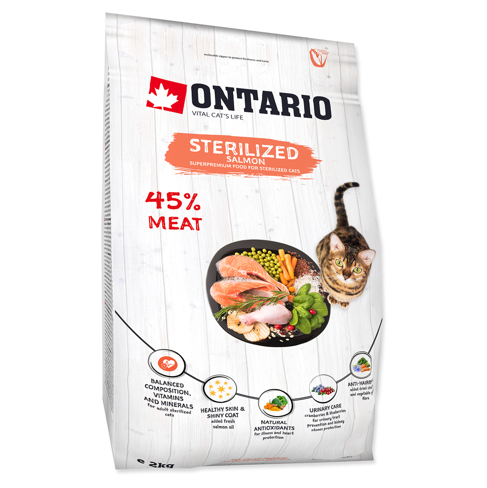 E-shop ONTARIO Cat Sterilised Salmon granule pre mačky 1 ks, Hmotnosť balenia (g): 6,5 kg