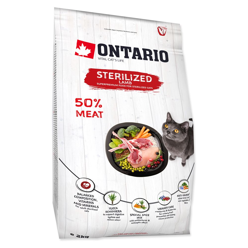 E-shop ONTARIO Cat Sterilised Lamb granule pre mačky 1 ks, Hmotnosť balenia (g): 6,5 kg