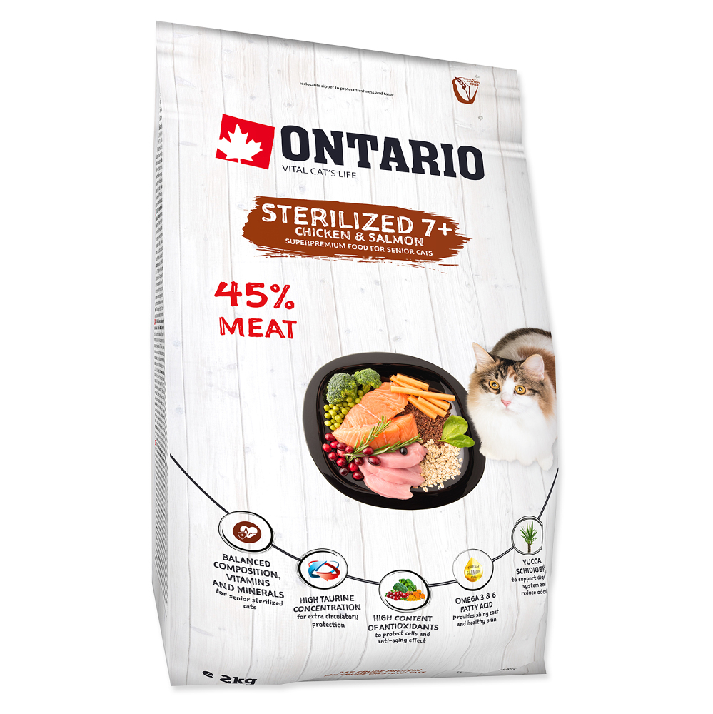 E-shop ONTARIO Cat Sterilised 7+ granule pre mačky 2 kg