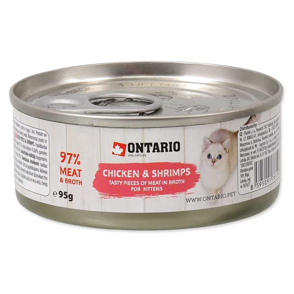 E-shop ONTARIO Konzerva Kitten kuracie kúsky s krevetami 95 g