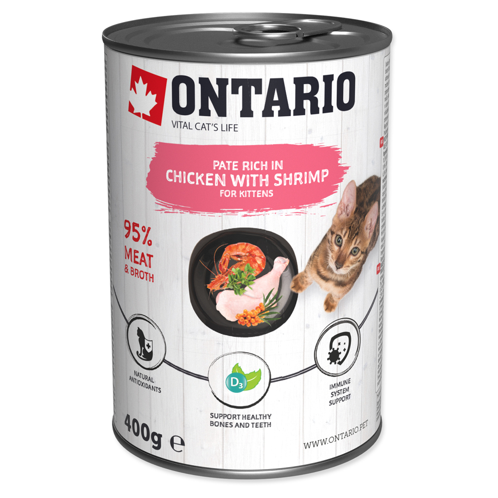 E-shop ONTARIO Konzerva Kitten kuracie päty s krevetami 400 g