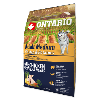 ONTARIO Dog Adult Medium chicken & potatoes & herbs granule 2,25 kg (Granule pre psov) - Hypoalergénny