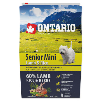 ONTARIO Senior Mini Lamb & Rice granule pre psov 1 ks, Hmotnosť balenia (g): 6,5 kg