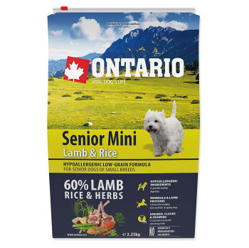 ONTARIO Senior Mini Lamb & Rice granule pre psov 1 ks, Hmotnosť balenia (g): 2,25 kg (Granule pre psov) - Hypoalergénny