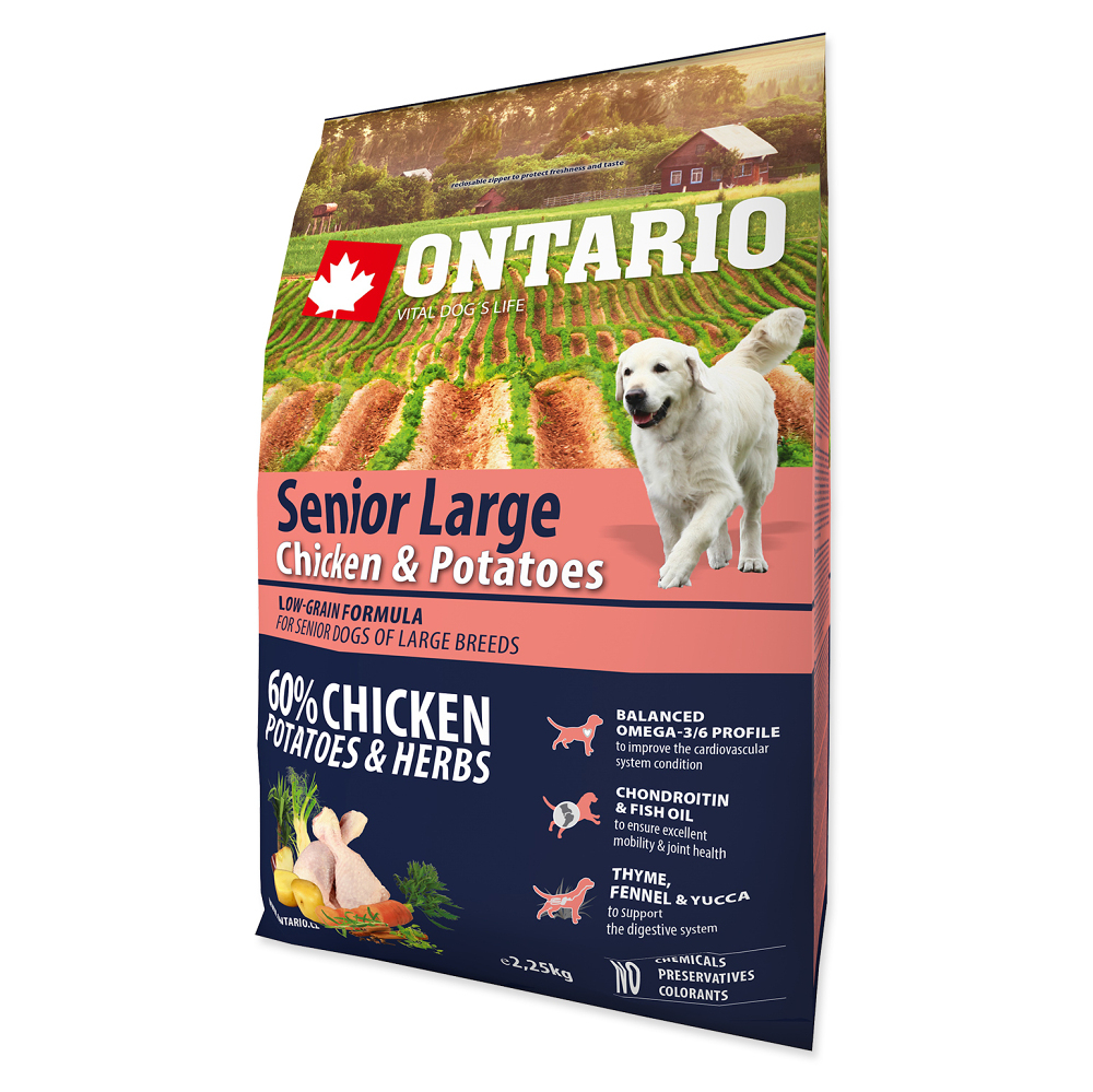 ONTARIO Senior Large chicken & potatoes & herbs granule pre psov 2,25 kg