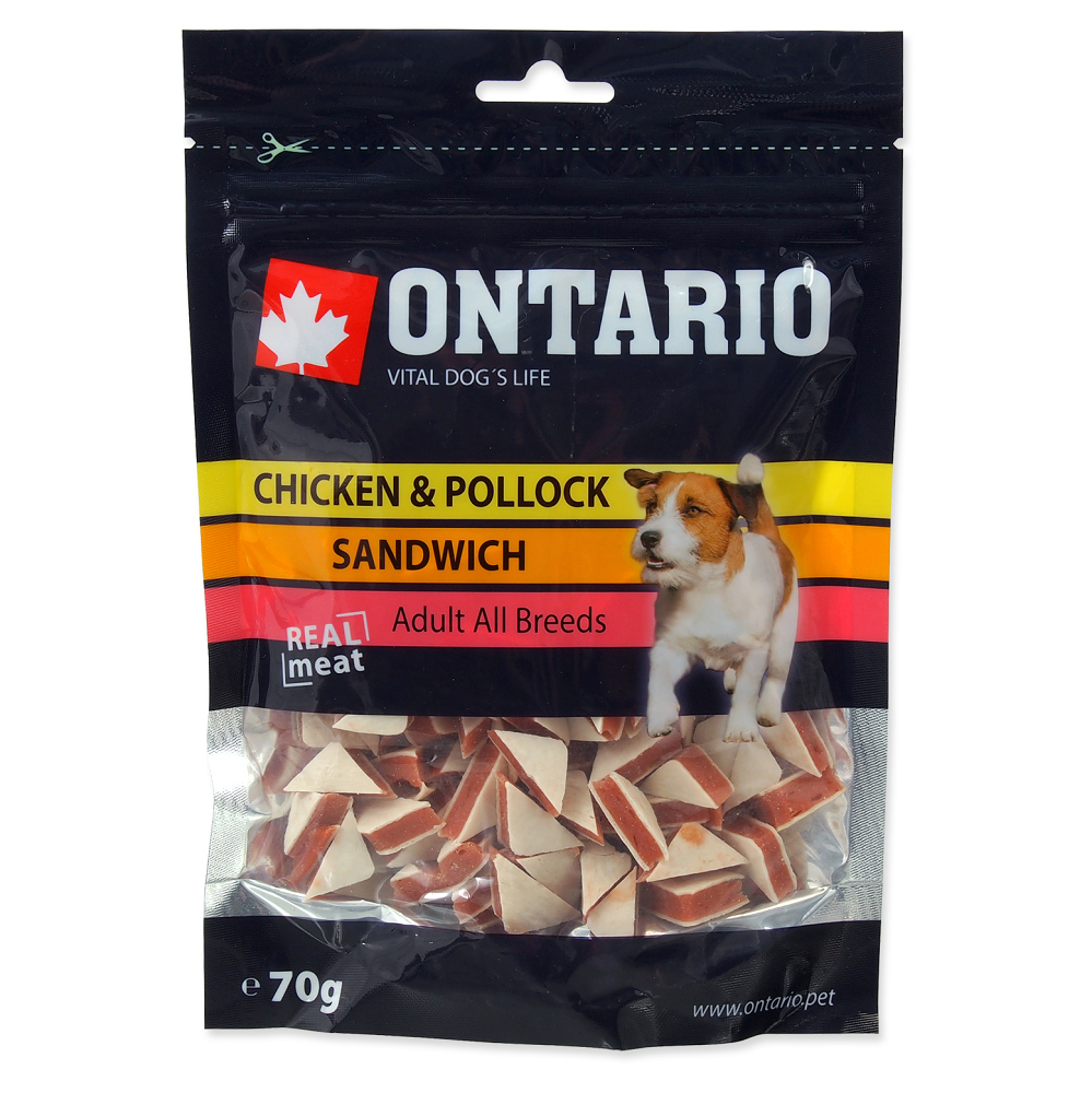E-shop ONTARIO Pochúťka kuraci sendvič s treskou 70 g