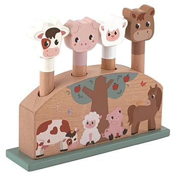 2KIDS TOYS Vystreľovacie zvieratká farma (Drevené kocky)