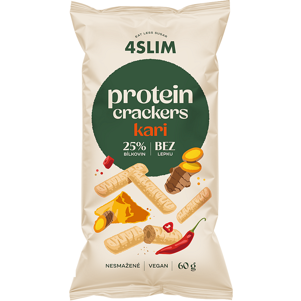 4SLIM Proteínové chrumky karí 60 g