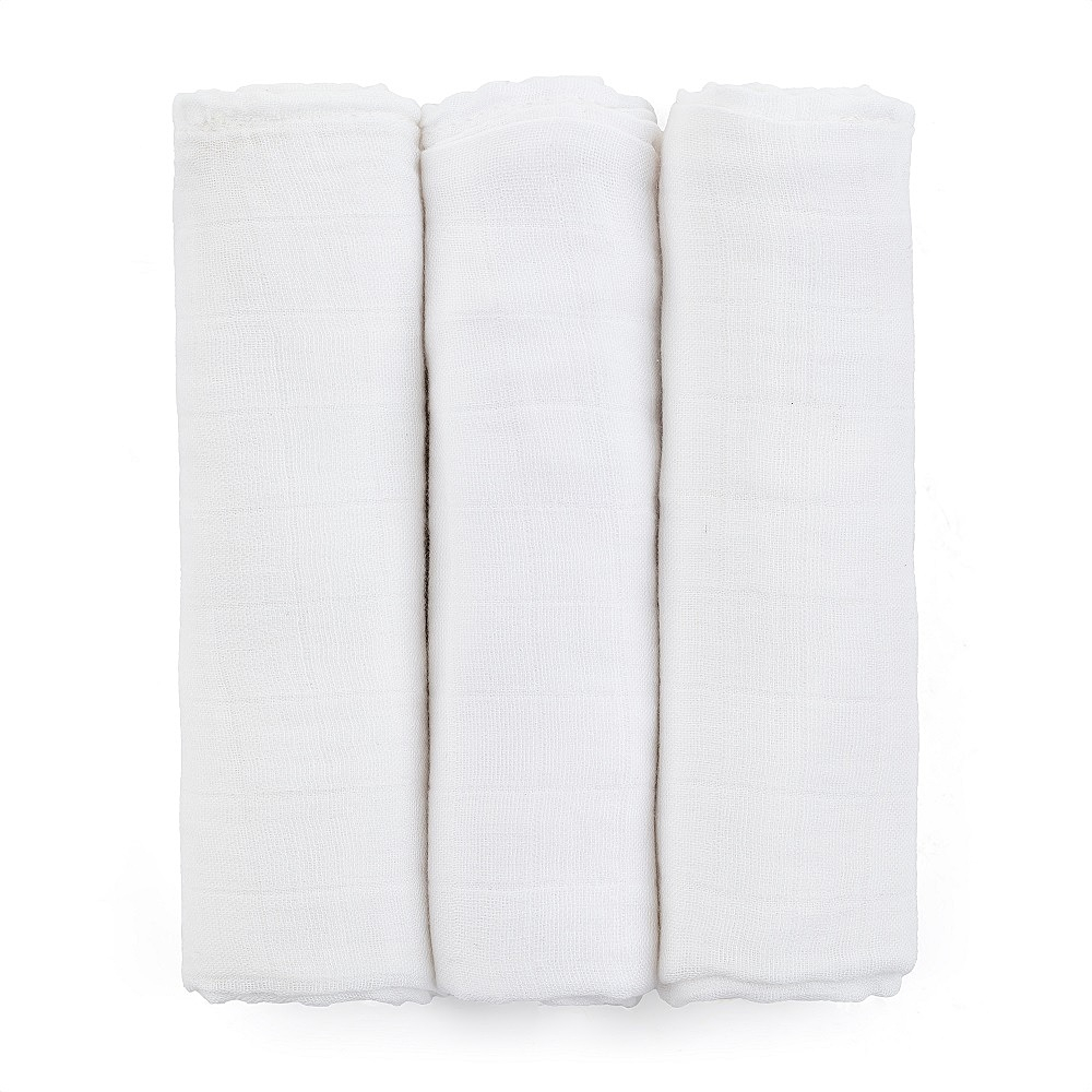 PETITE&MARS Súprava plienok bambusová muselínová moussy total white 3ks