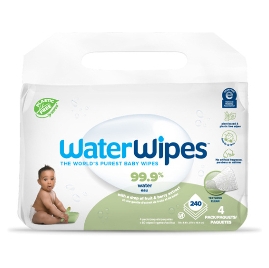 WATERWIPES Obrúsky vlhčené bez obsahu plastov Soapberry 4 x 60 ks