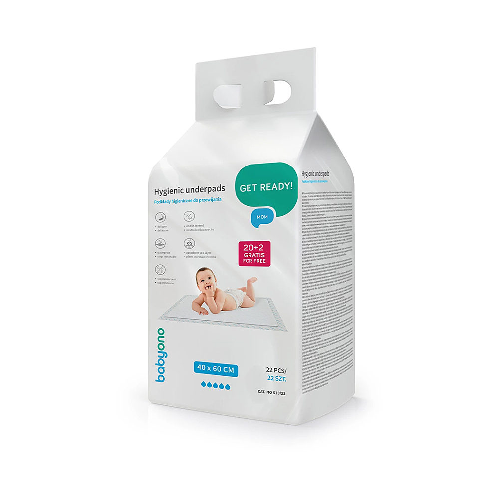 BABYONO Podložky prebaľovacie pod dieťa 40 x 60 cm 20 ks + 2 ZADARMO