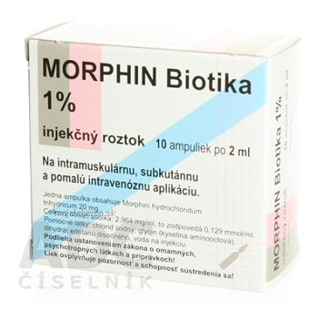 MORPHIN BIOTIKA 1% sol inj 20 mg/2 ml (amp.skl.) 10x2 ml (Lieky na predpis)