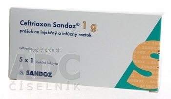 Ceftriaxon Sandoz 1 g plo ijf (15 ml liek.) 1x5 lag (Lieky na predpis)