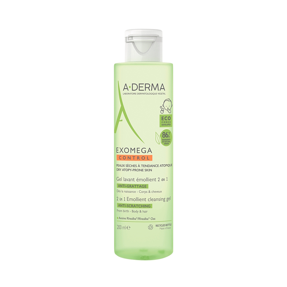 A-DERMA Exomega Control Zvláčňujúci umývací gél 2v1 200 ml