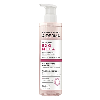 A-DERMA Exomega upokojujúci čistiaci gél 200 ml (Dermokozmetika sprchovania a umývanie) - Upokojujúci, Čistiace, Prírodné, Hypoalergénny, Odličovacie