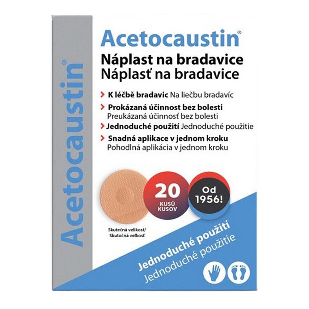 Acetocaustin Náplasť na bradavice 20 ks