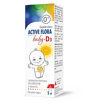 ACTIVE FLORA Baby +D3 5 ml (Probiotiká, laktobacily) - Viaczložkové