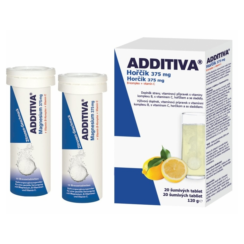 ADDITIVA Magnesium 375 mg + B-Komplex + vitamín C 20 šumivých tabliet kúpite na Mojalekaren.sk