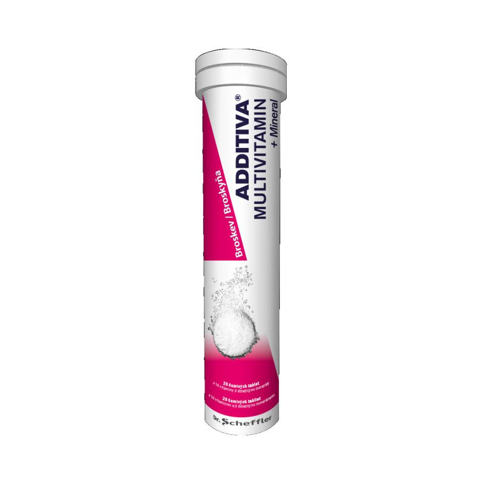 E-shop ADDITIVA Multivitamín Broskyňový s minerálmi 20 šumivých tabliet