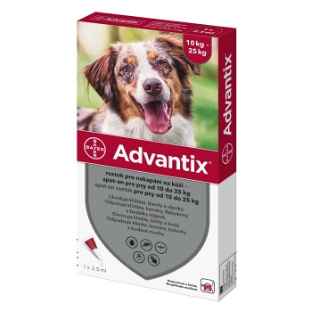 ADVANTIX Spot-on pre psov od 10 do 25 kg (1 pipeta) 1x2,5 ml