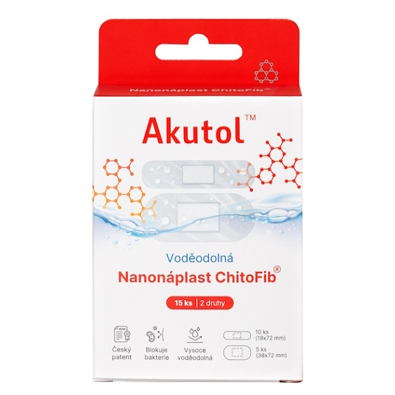 AKUTOL Nanonáplasť ChitoFib vodeodolné balenie 15 kusov