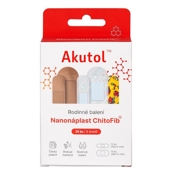 AKUTOL® Nanonáplasť ChitoFib® rodinné balenie 25 kusov