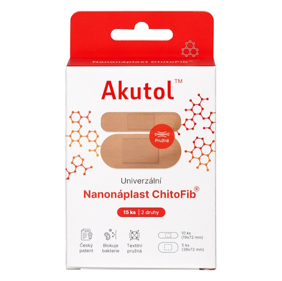 AKUTOL® Nanonáplasť ChitoFib® univerzálne balenie 15 kusov