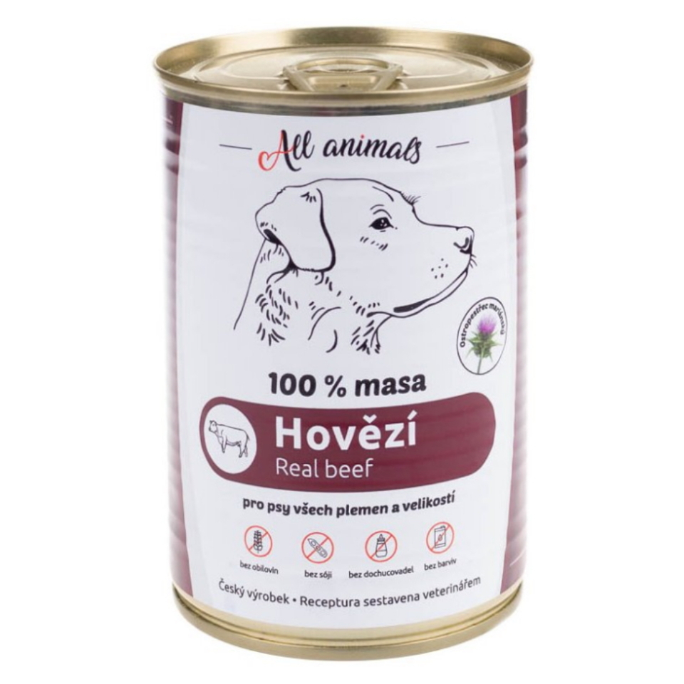 E-shop ALL ANIMALS konzerva hovädzie mleté pre psov 400 g