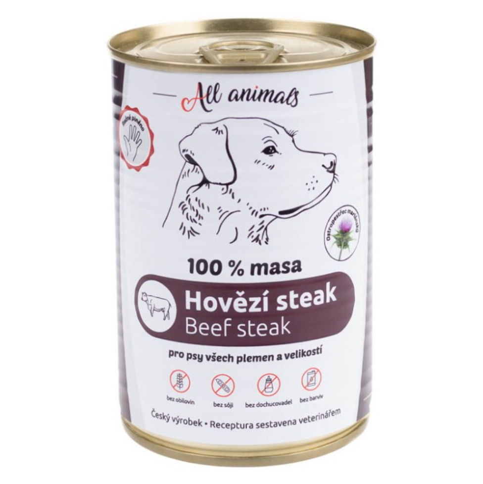 E-shop ALL ANIMALS konzerva hovädzí steak pre psov 400 g