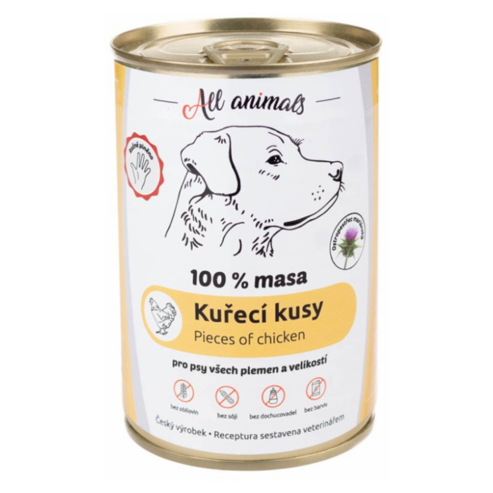 E-shop ALL ANIMALS konzerva kuracie kúsky pre psov 400 g