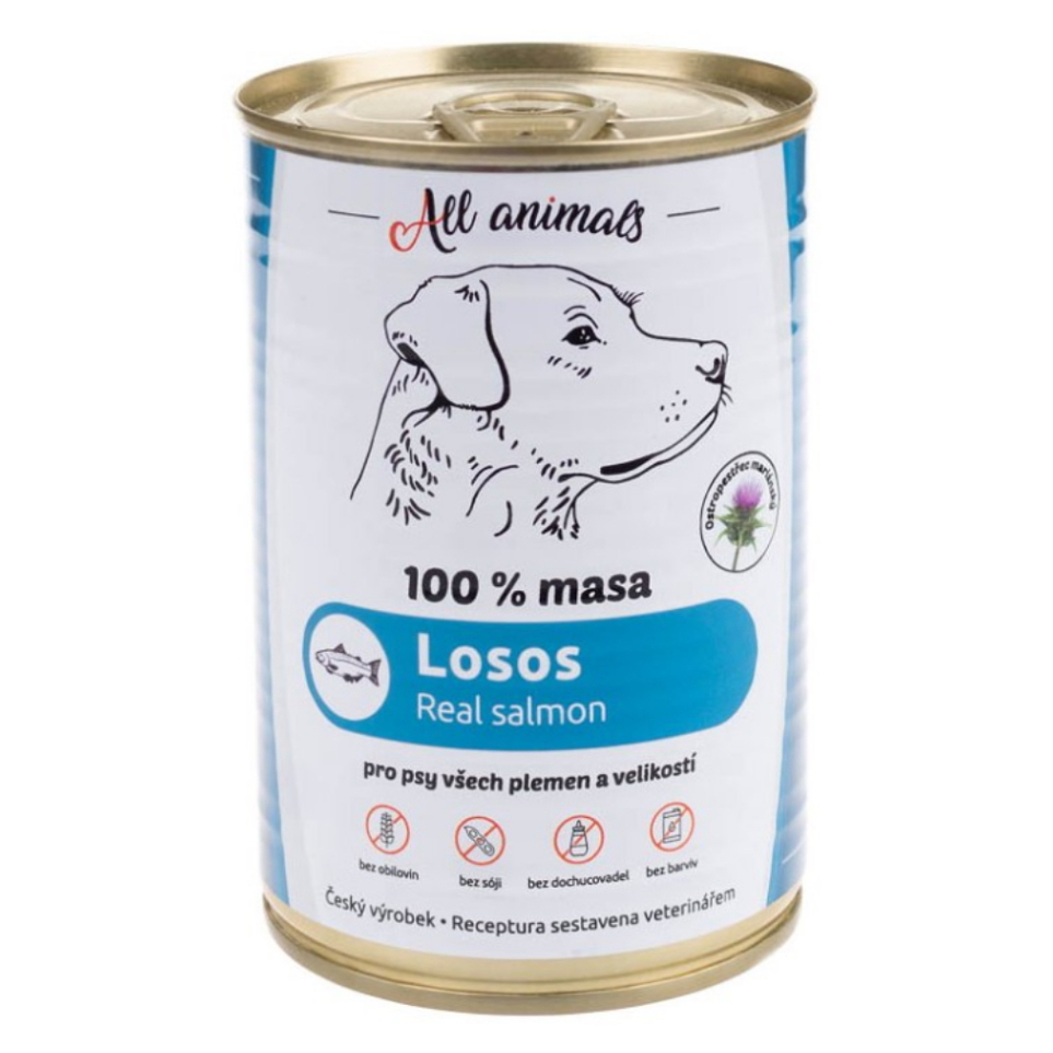 E-shop ALL ANIMALS konzerva losos mletý pre psov 400 g