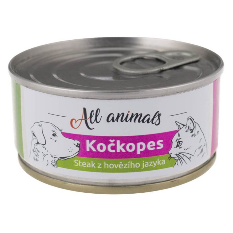 E-shop ALL ANIMALS Kočkopes konzerva steak z hovädzieho jazyka 100 g