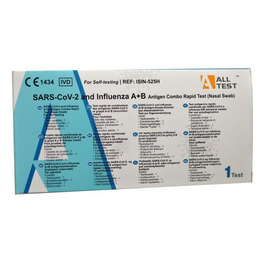 E-shop ALLTEST Rýchlotest z nosa SARS-CoV-2 alebo chrípka A+B antigénový kombo 1 kus