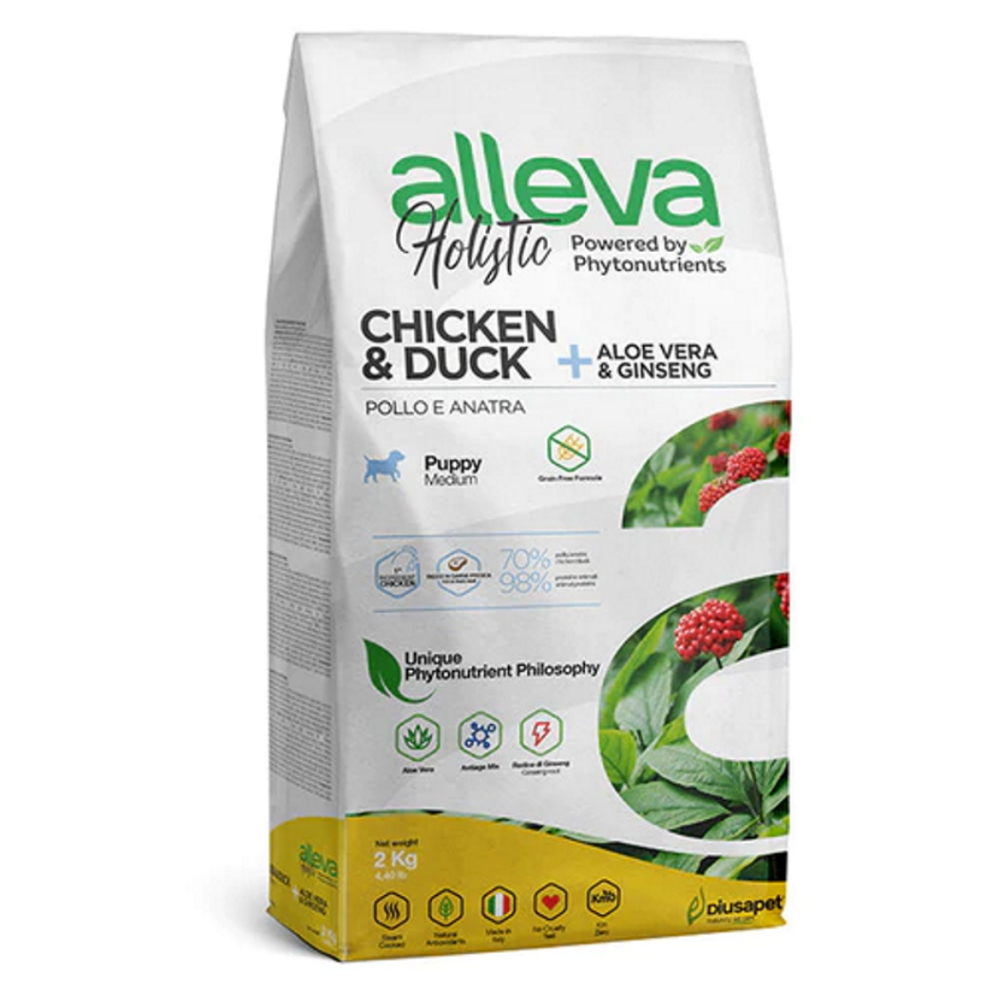 ALLEVA Holistic Puppy/Junior Medium Chicken&Duck granule pre šteňatá 2 kg