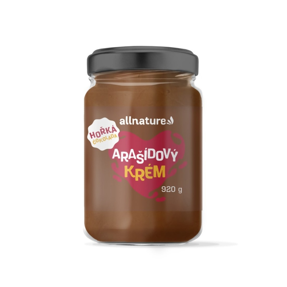 Allnature Arašidový krém s horkou čokoládou orechová nátierka s čokoládou 920 g