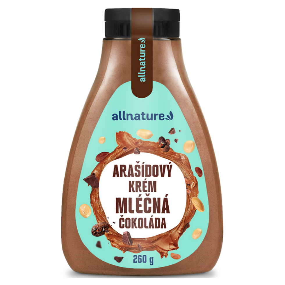 Allnature Arašidový krém s mliečnou čokoládou orechová nátierka s čokoládou 260 g