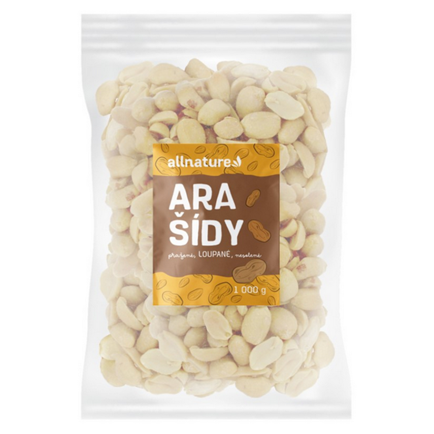 Allnature Arašidy pražené lúpané nesolené orechy pražené 1000 g kúpite na Mojalekaren.sk