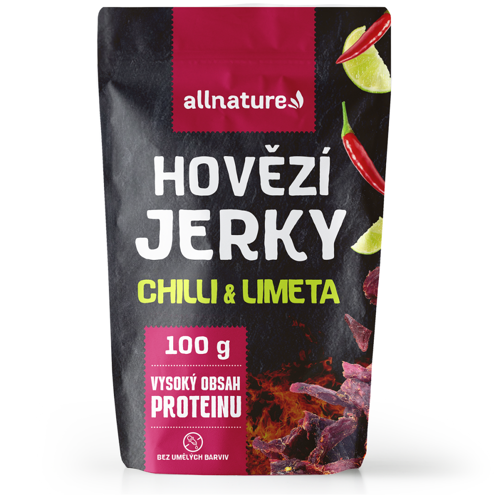 Allnature Hovädzie jerky Chilli & Lime sušené mäso hovädzie 100 g