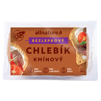 ALLNATURE Bezlepkový chlebík rascový 350 g (Bezlepkové pečivo)