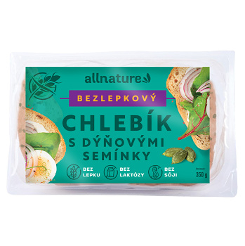 ALLNATURE Bezlepkový chlebík s tekvicovými semienkami 350 g (Bezlepkové pečivo)
