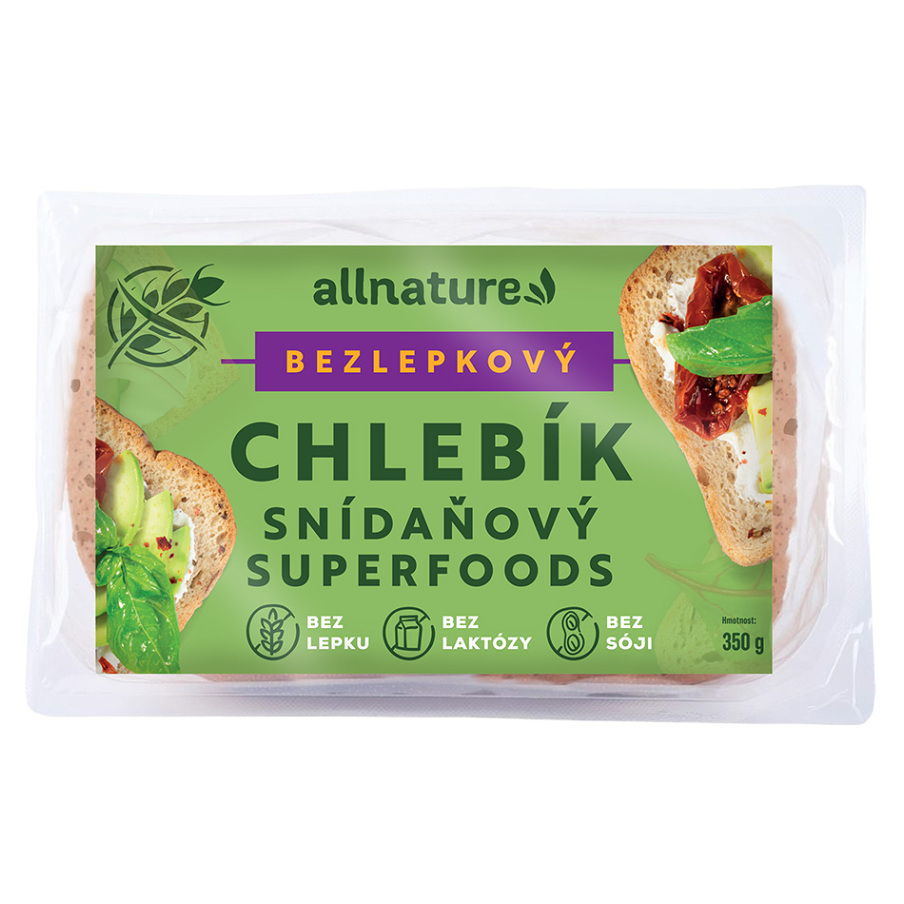 ALLNATURE Bezlepkový chlebík raňajkový superfoods 350 g