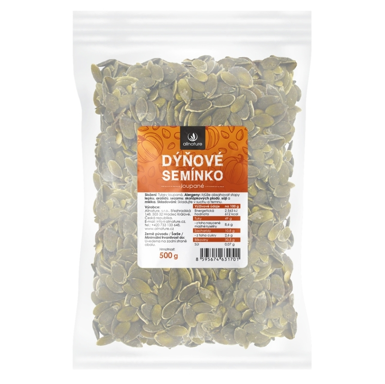 Allnature Tekvicové semienko lúpané semienka 500 g kúpite na Mojalekaren.sk