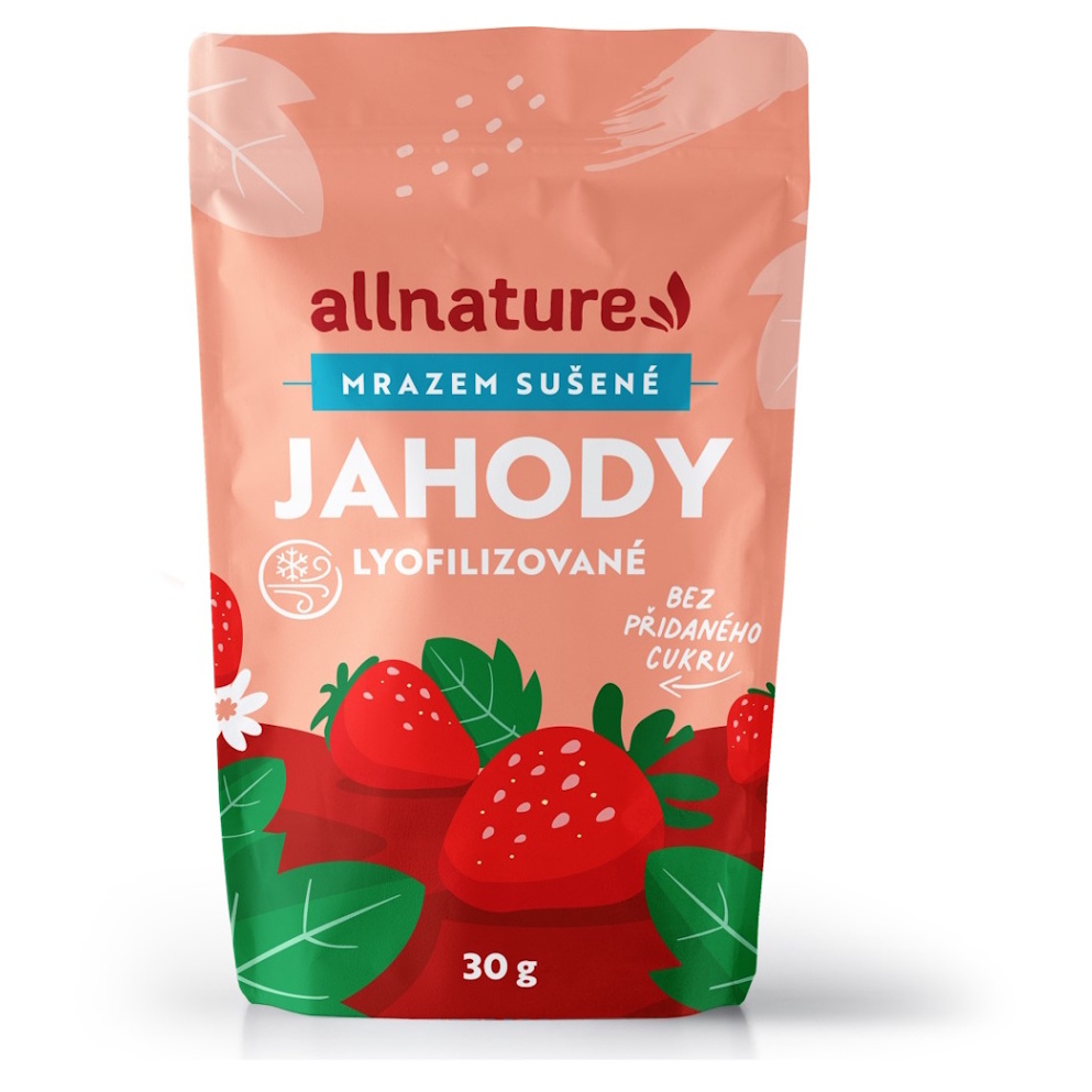 Allnature Lyofilizované jahody mrazom sušené ovocie 30 g