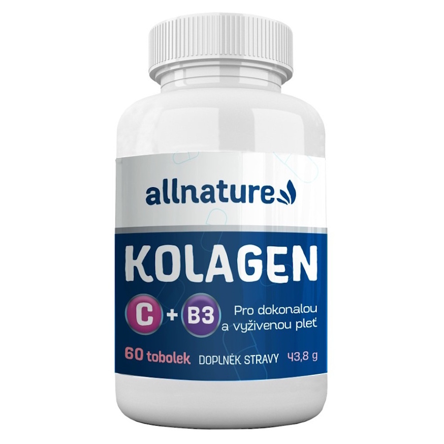 Allnature Kolagen s vitamínmi C + B3 tobolky pre krásne vlasy, pleť a nechty 60 cps